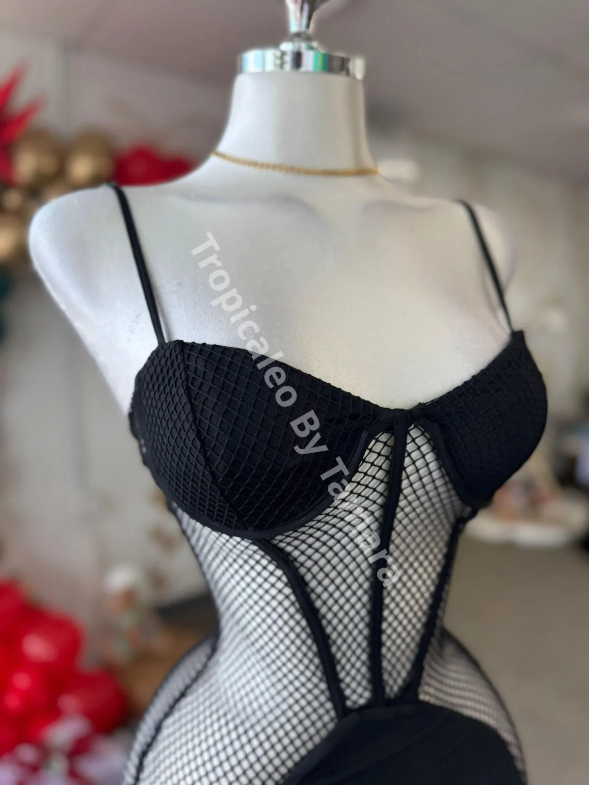Black Mesh Cutout Dress
