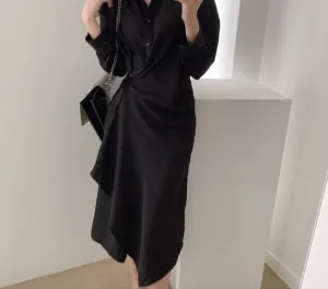Black Shirt Dress With Wrap Detailing