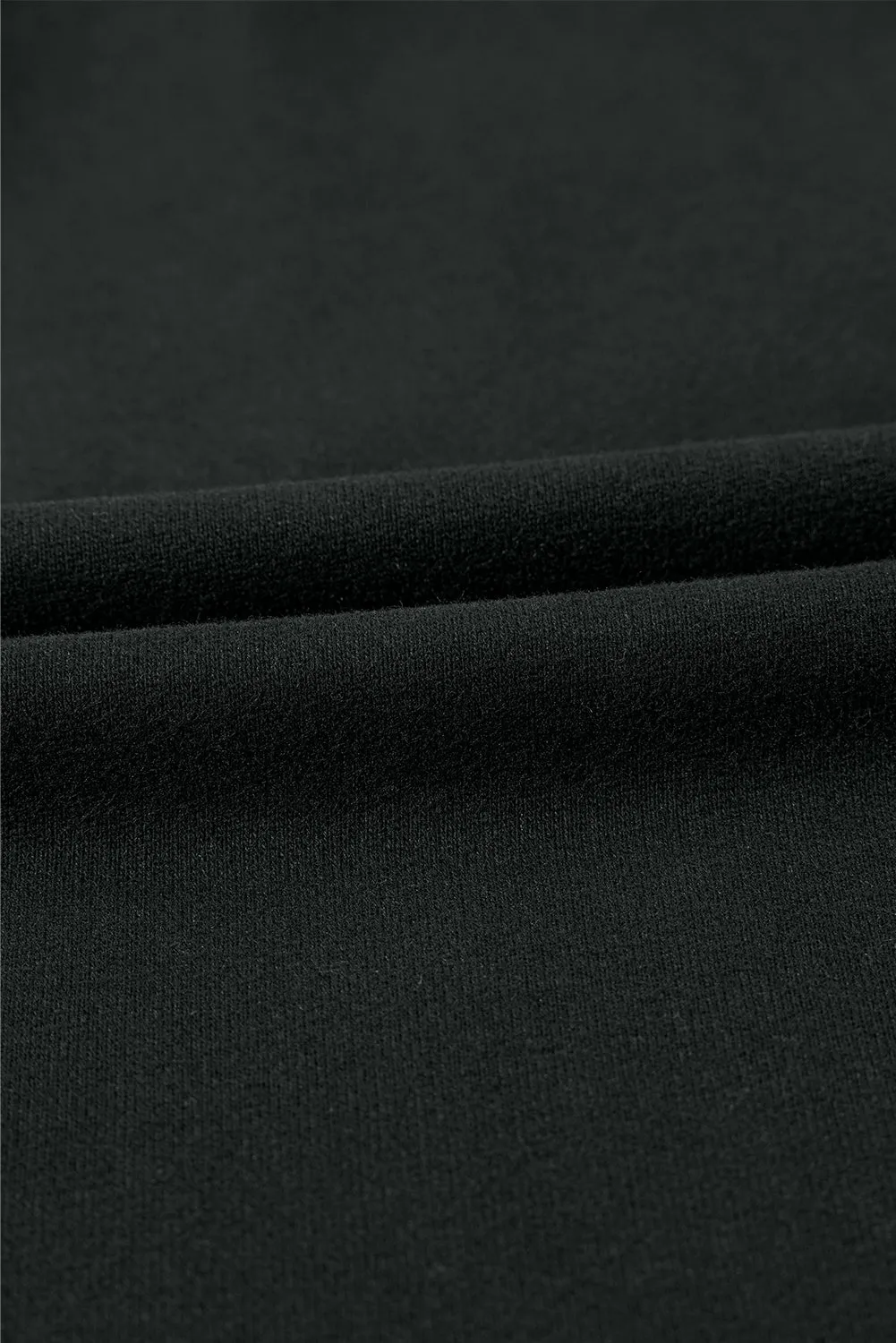 Black Solid Kangaroo Pocket Half Zipper Oversized Hoodie