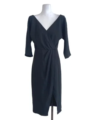 Black V Neck Wrap Dress LB