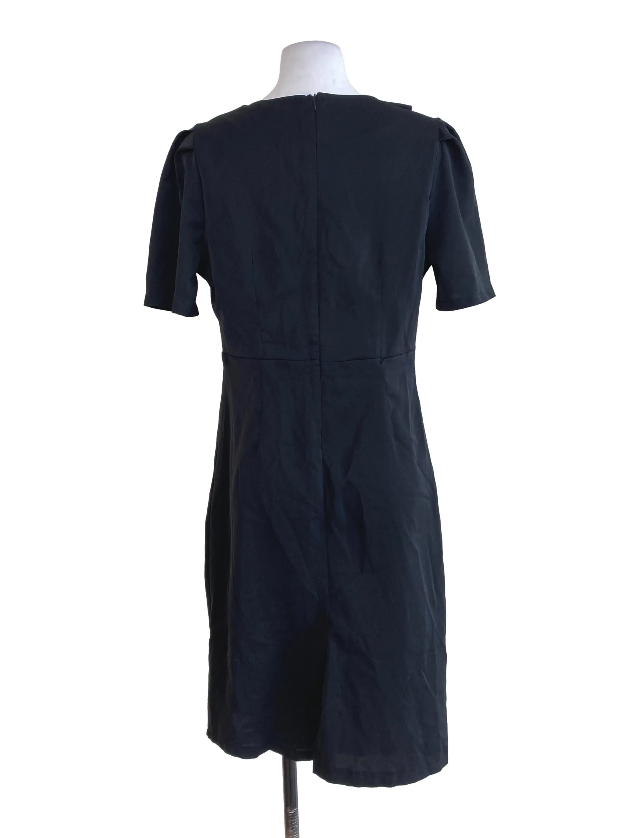 Black V Neck Wrap Dress