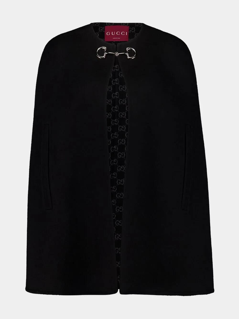 Black Wool and Silk Horsebit Cape