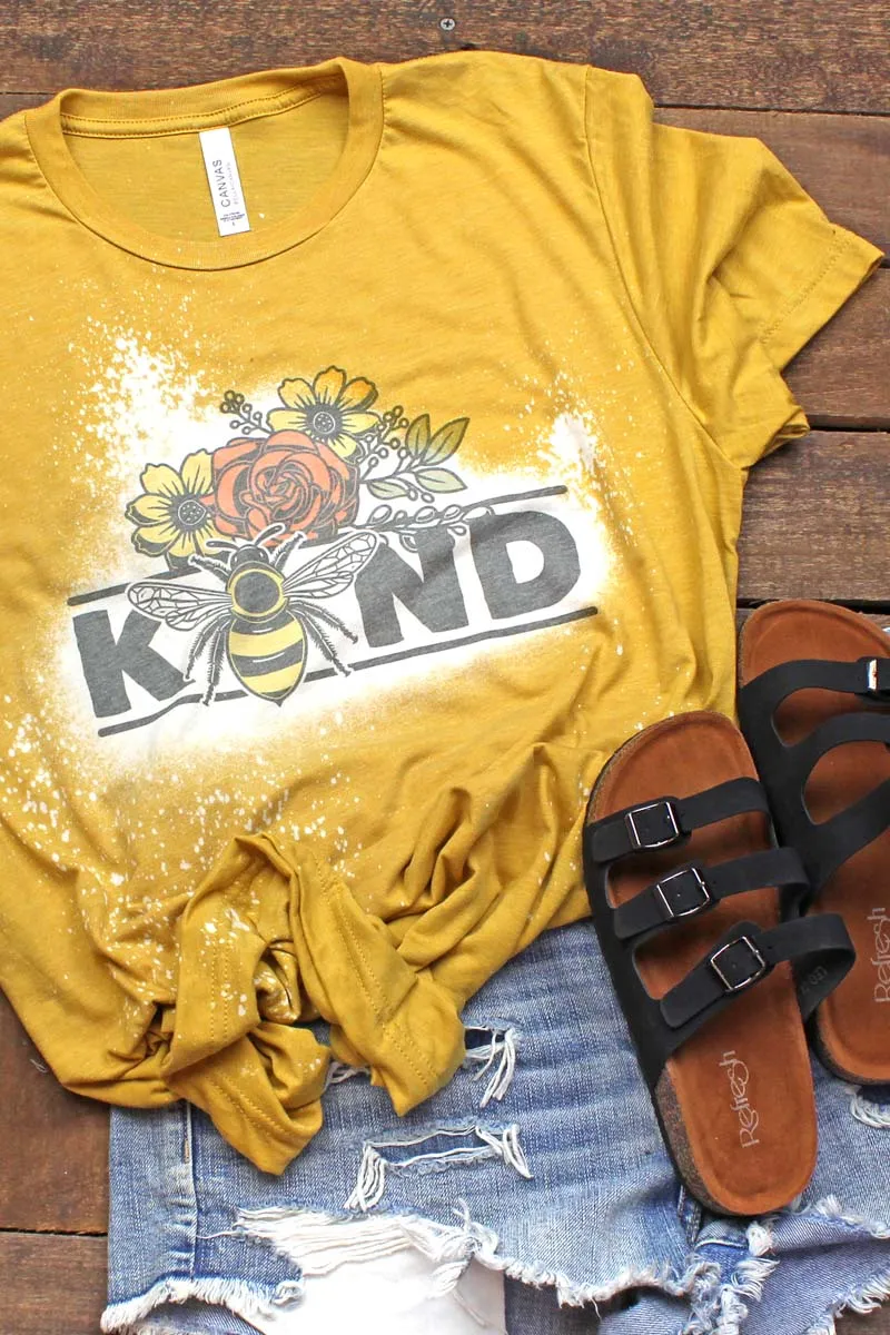 Bleached Floral Be Kind Tri-Blend Short Sleeve Tee
