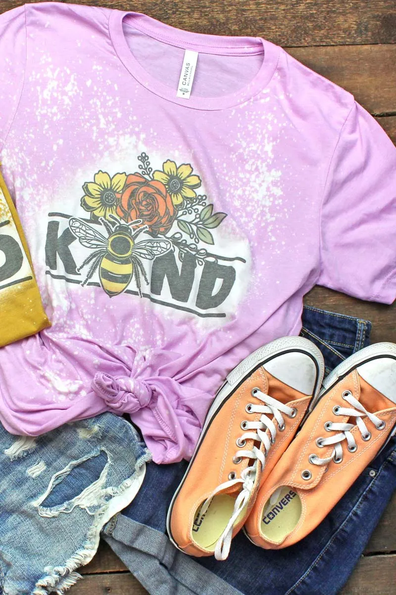 Bleached Floral Be Kind Tri-Blend Short Sleeve Tee