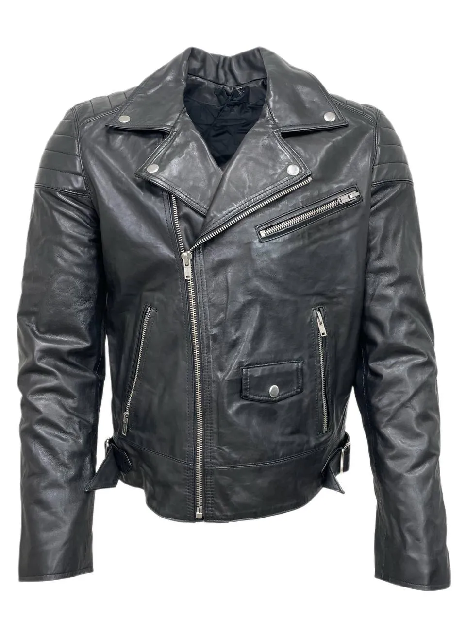 BLK DNM Men's Black Moto Leather Jacket 31 NWT