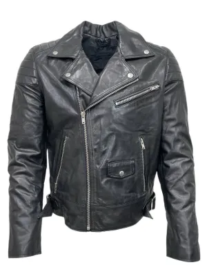 BLK DNM Men's Black Moto Leather Jacket 31 NWT