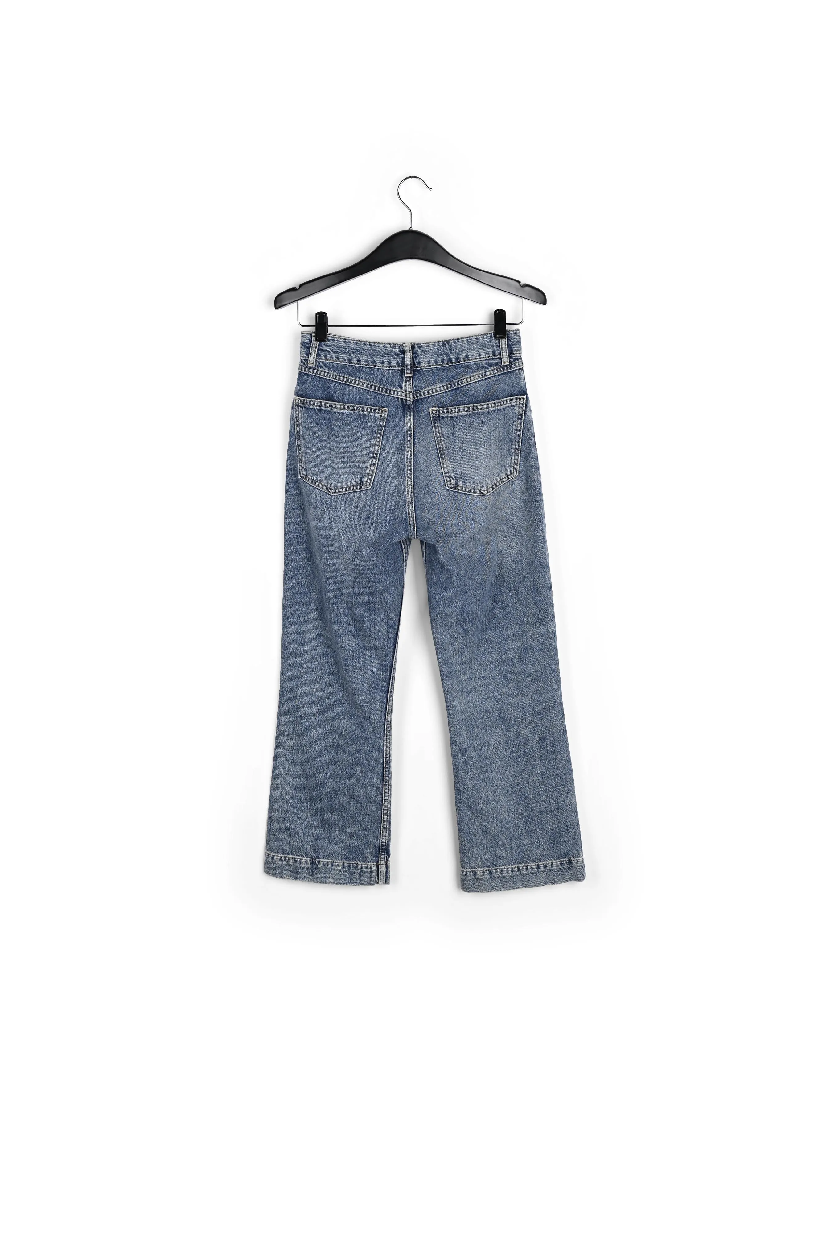 Blue cropped high-rise flared jeans