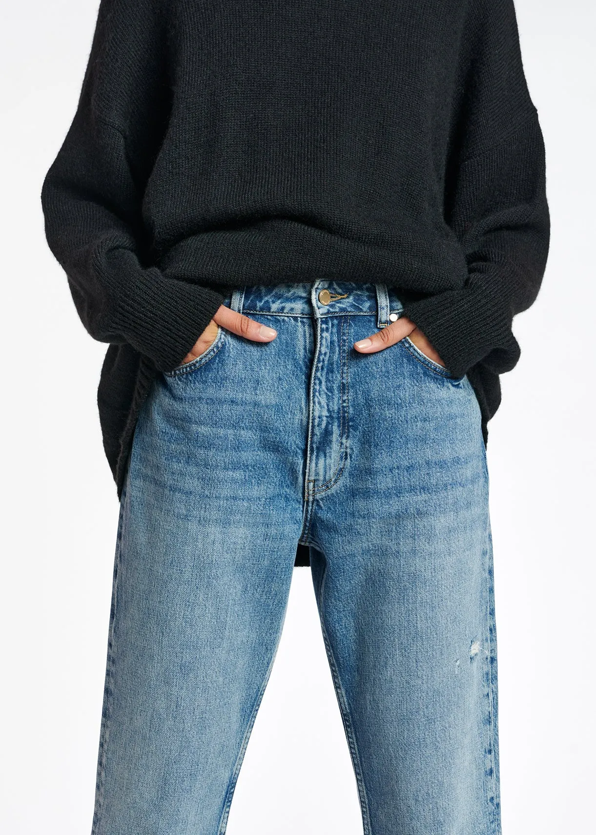 Blue cropped high-rise flared jeans