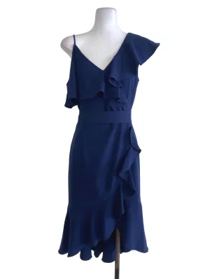 Blue Ruffle Wrap Dress