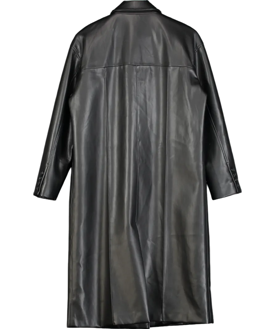 BOA Black Faux Leather Coat UK S