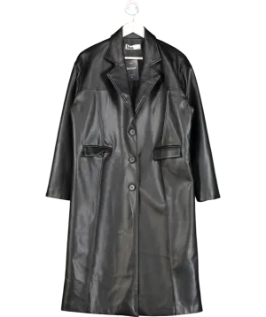 BOA Black Faux Leather Coat UK S