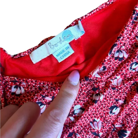 Boden Georgia Floral Faux Wrap Midi Dress Size 10R V-Neck Floral Red​