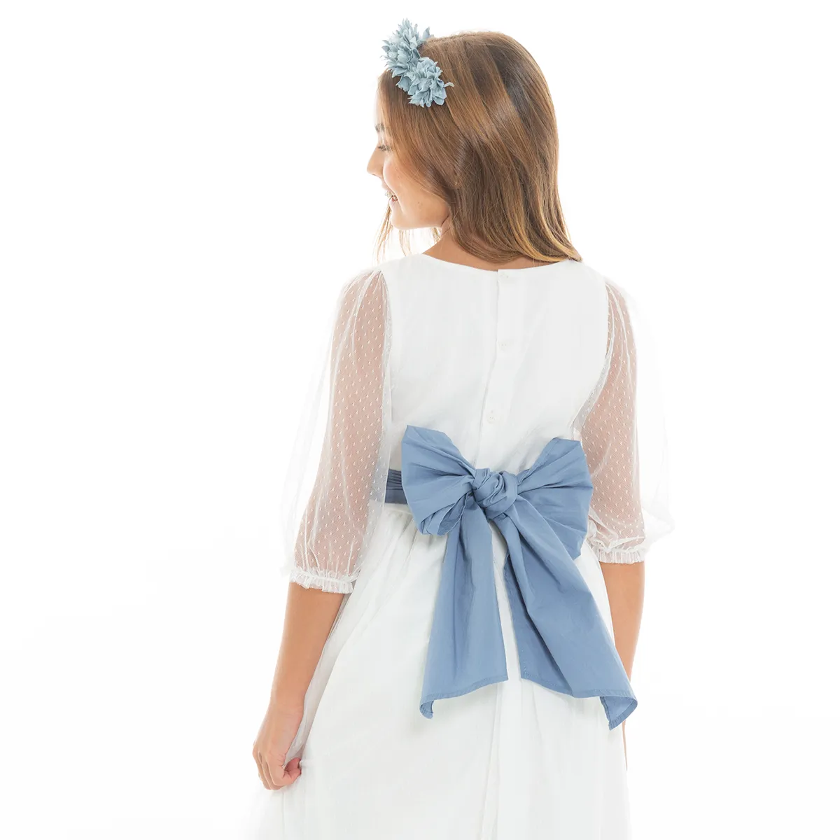BOW PLUMETI DRESS FOR GIRLS