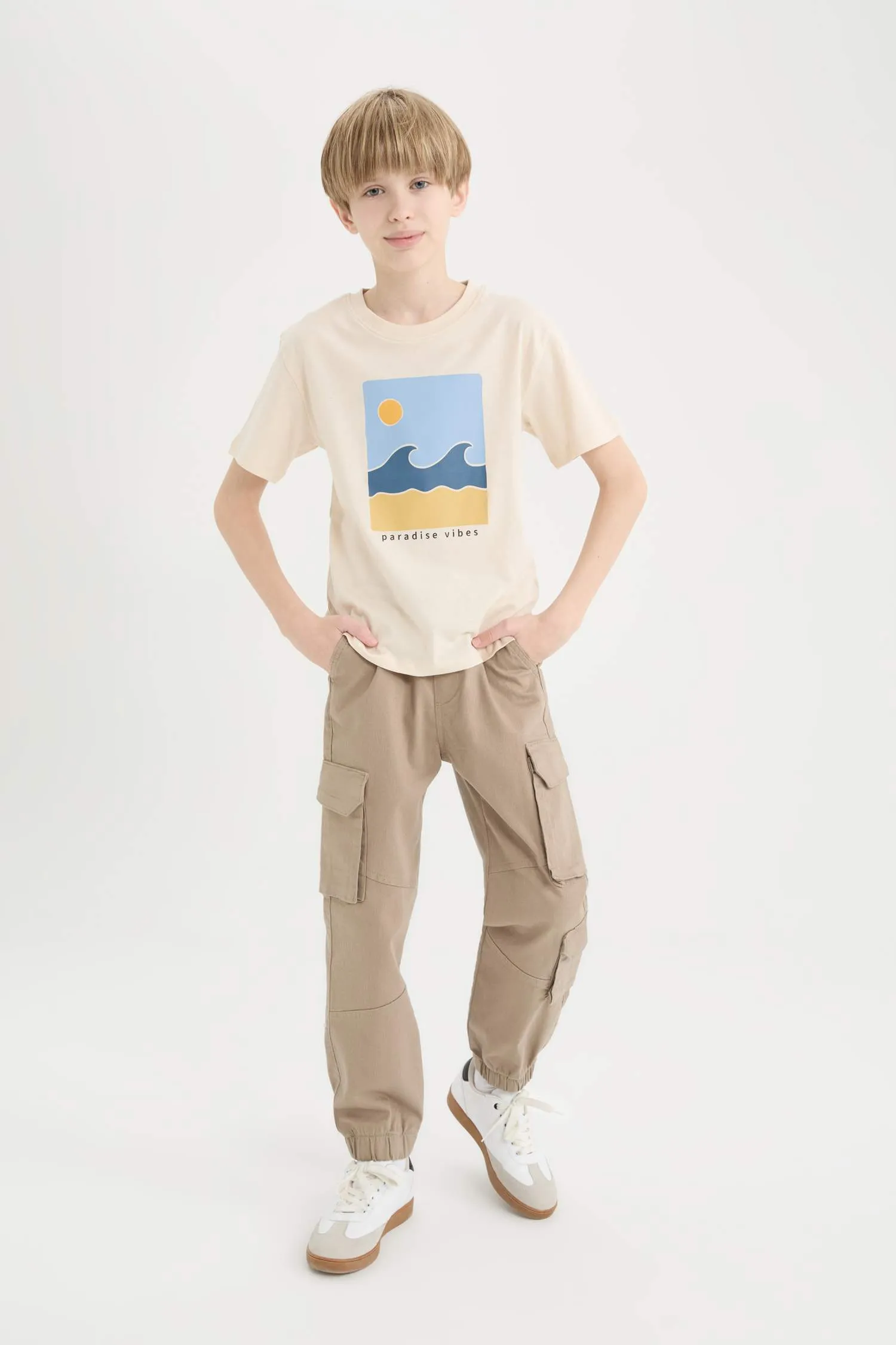 Boy Standard Leg Gabardine Cargo Joggers