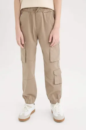 Boy Standard Leg Gabardine Cargo Joggers