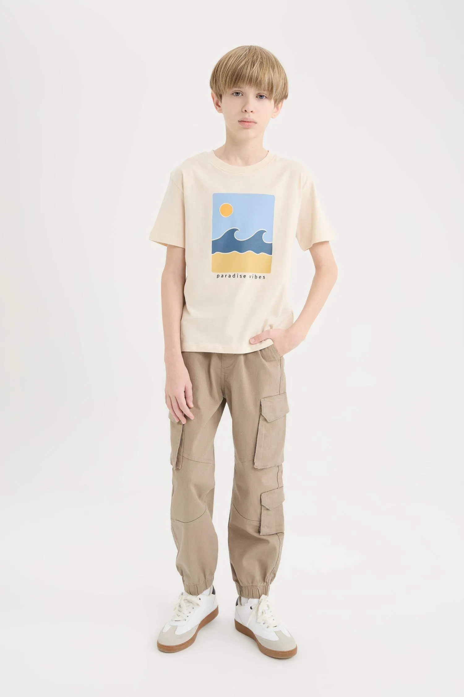 Boy Standard Leg Gabardine Cargo Joggers