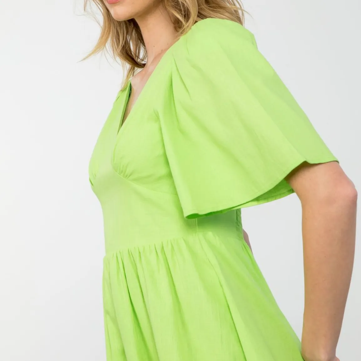 Break Away Butterfly Sleeve V-Neck Mini Dress - FINAL SALE