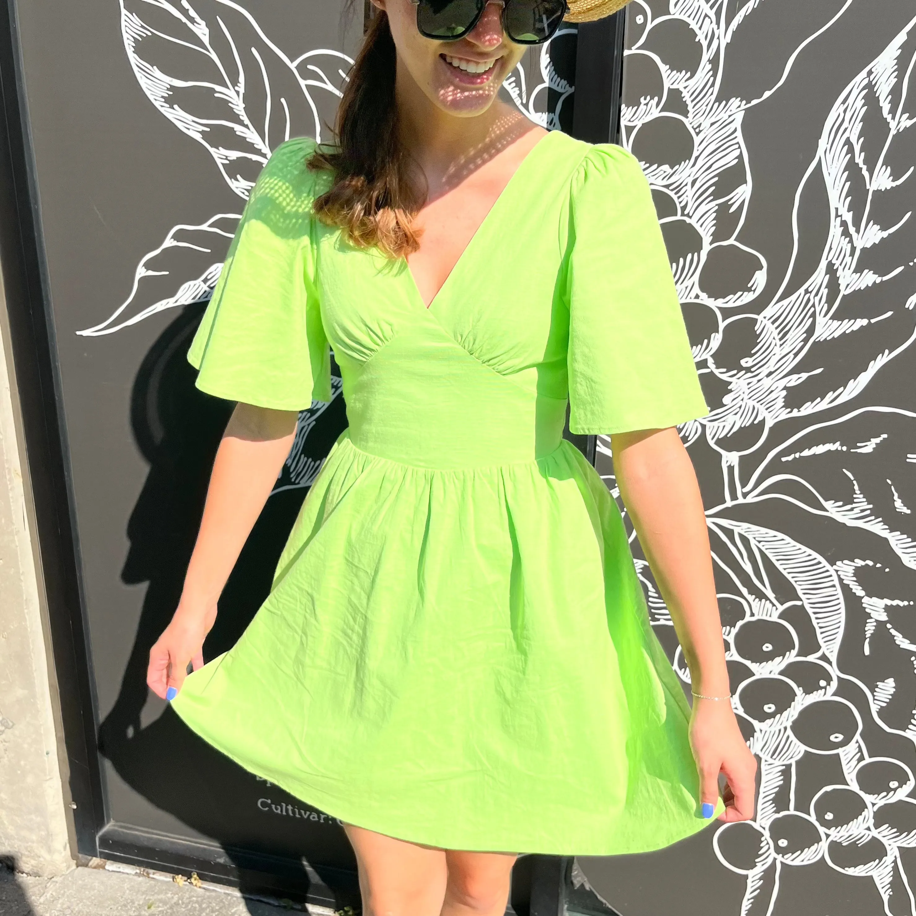 Break Away Butterfly Sleeve V-Neck Mini Dress - FINAL SALE