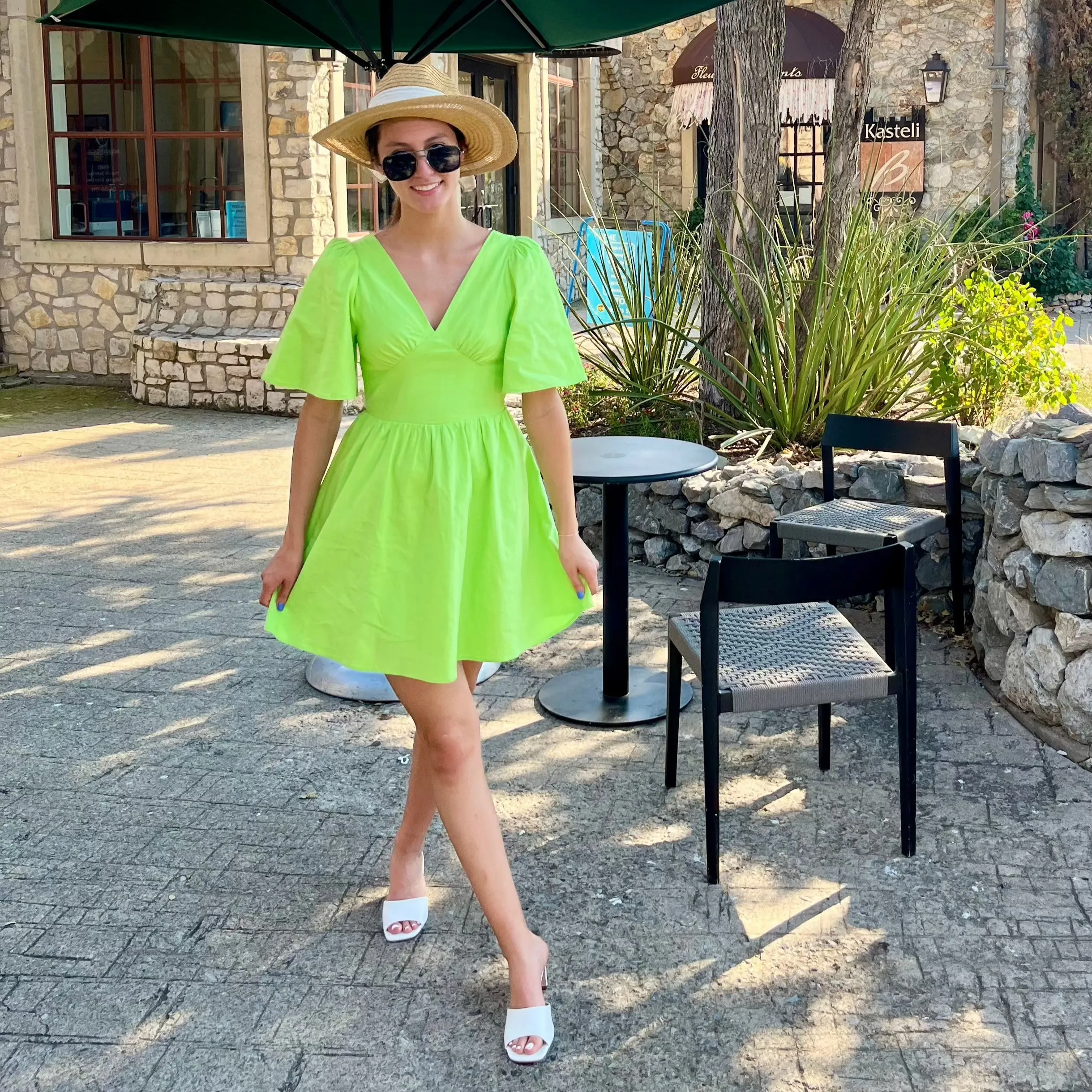 Break Away Butterfly Sleeve V-Neck Mini Dress - FINAL SALE