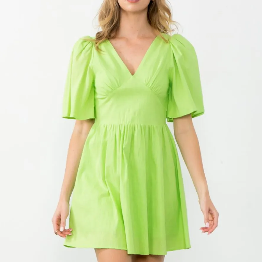 Break Away Butterfly Sleeve V-Neck Mini Dress - FINAL SALE