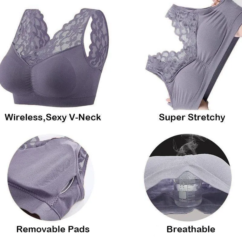 Breathable sports lace bra