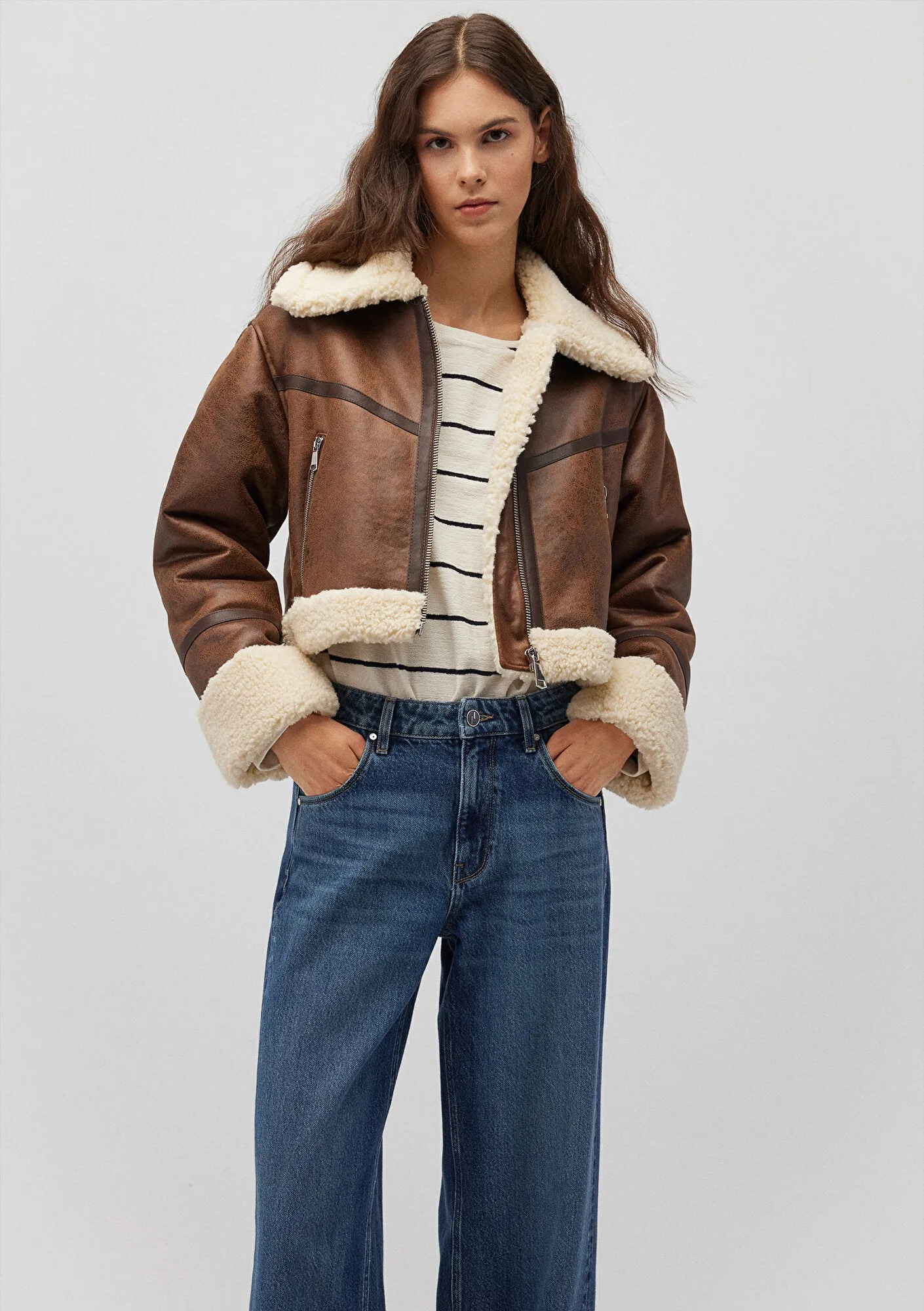 Brown Faux Leather Jacket