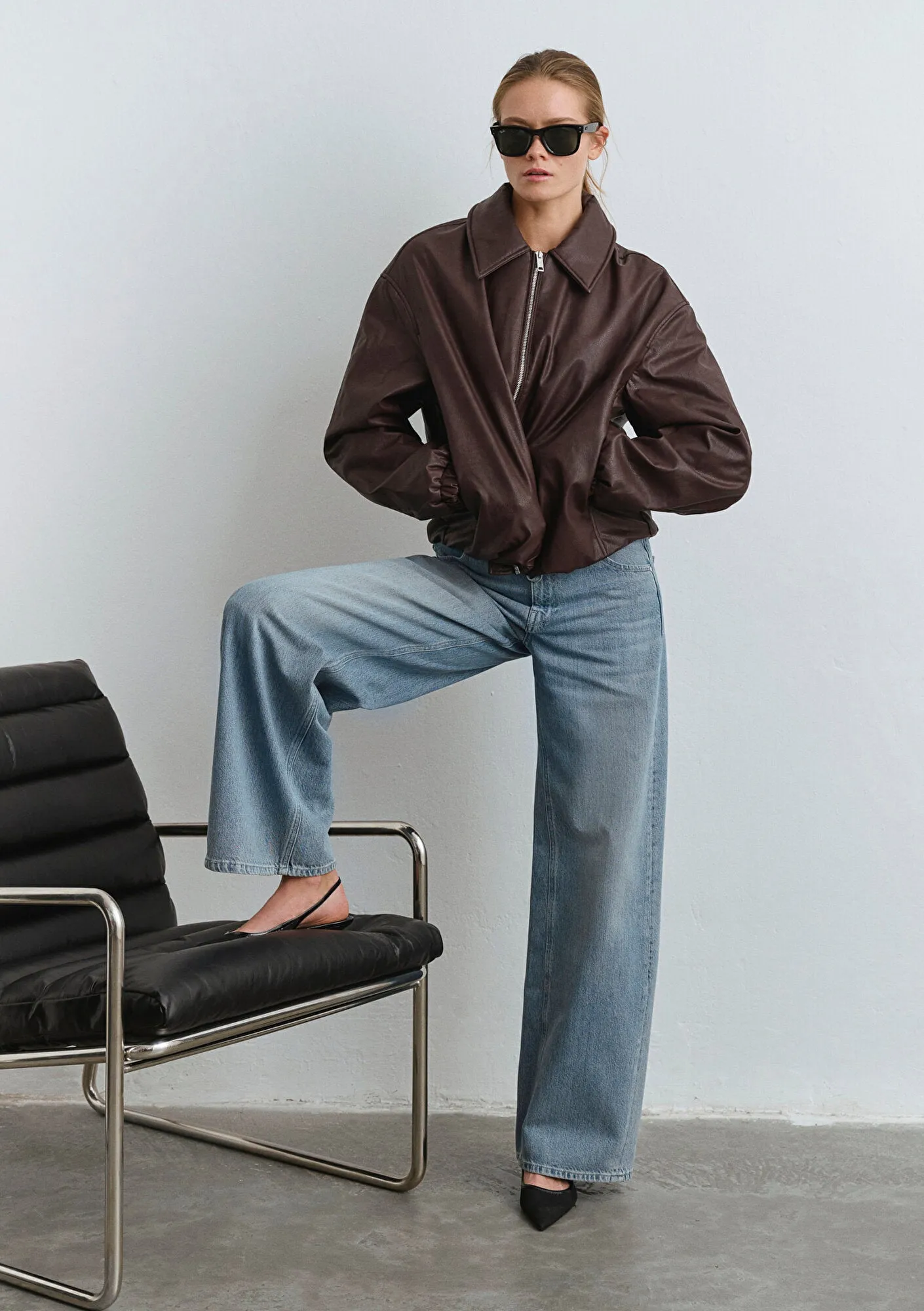 Brown Faux Leather Jacket