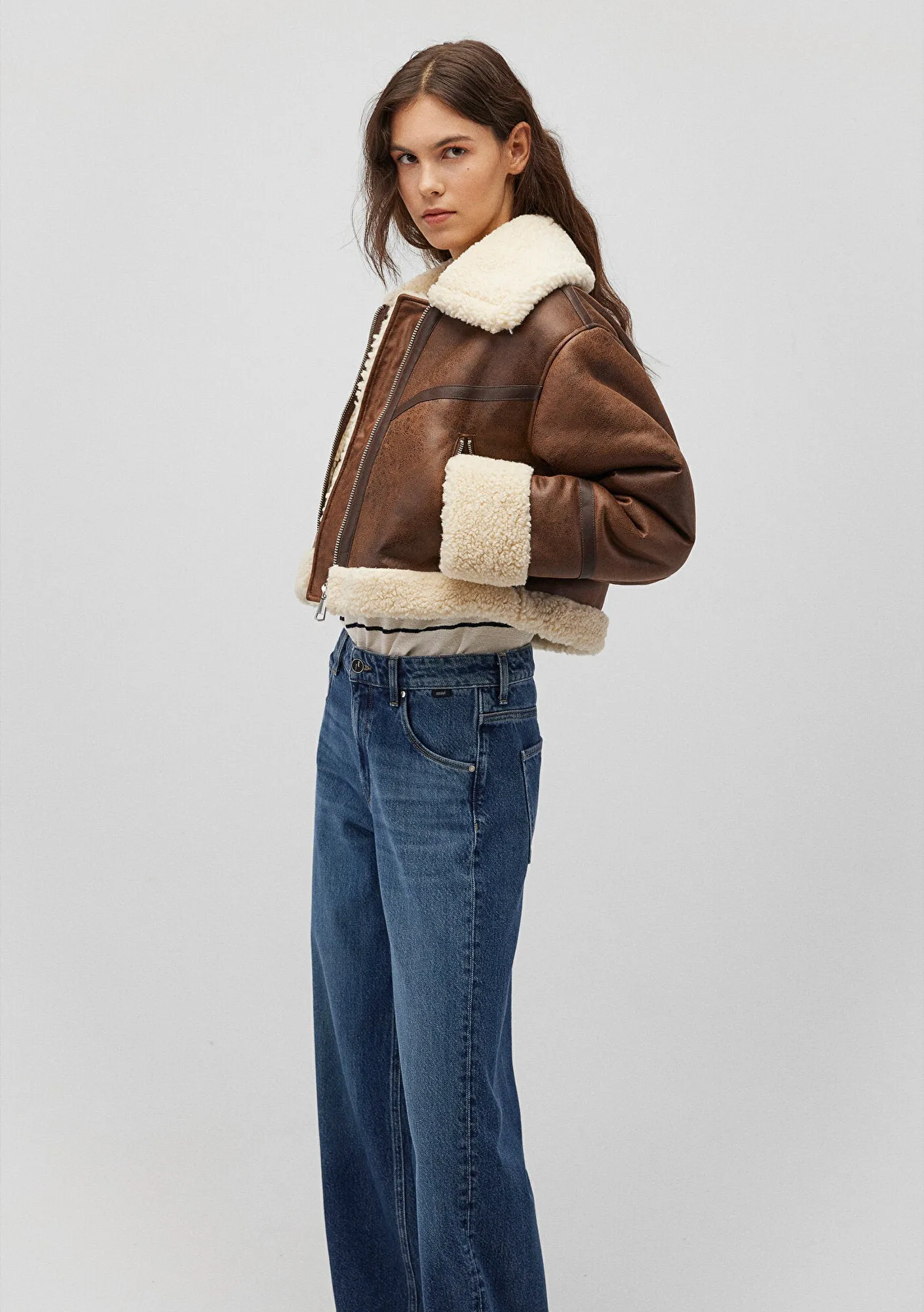 Brown Faux Leather Jacket
