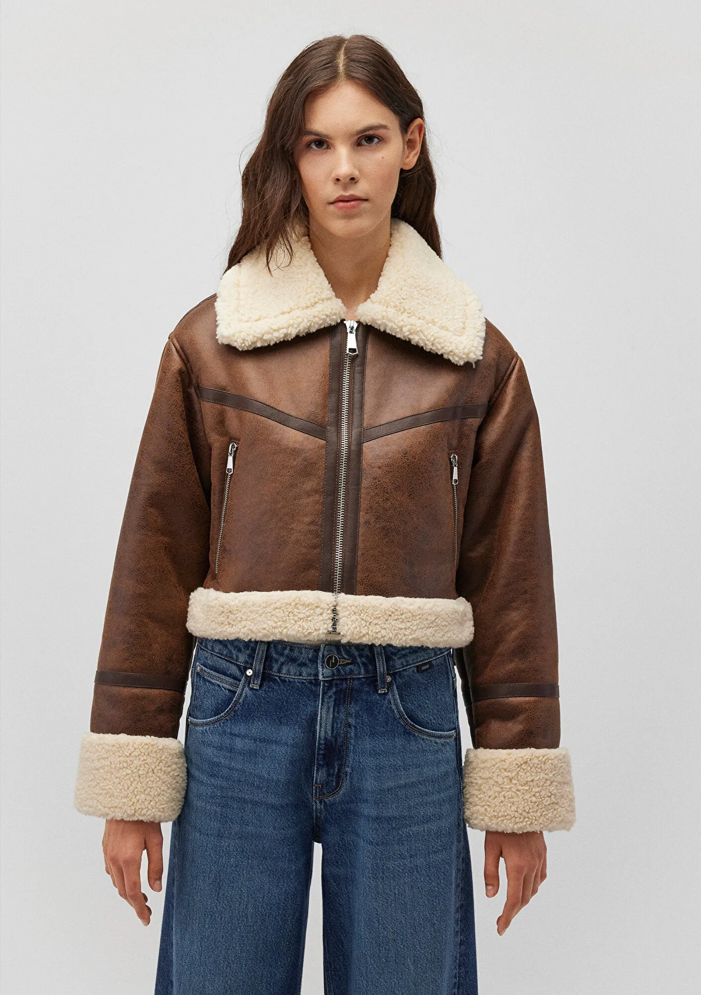 Brown Faux Leather Jacket