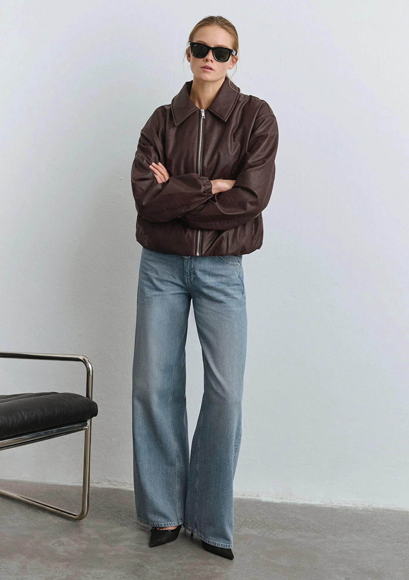 Brown Faux Leather Jacket