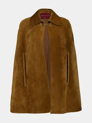 Brown Suede Cape with Horsebit