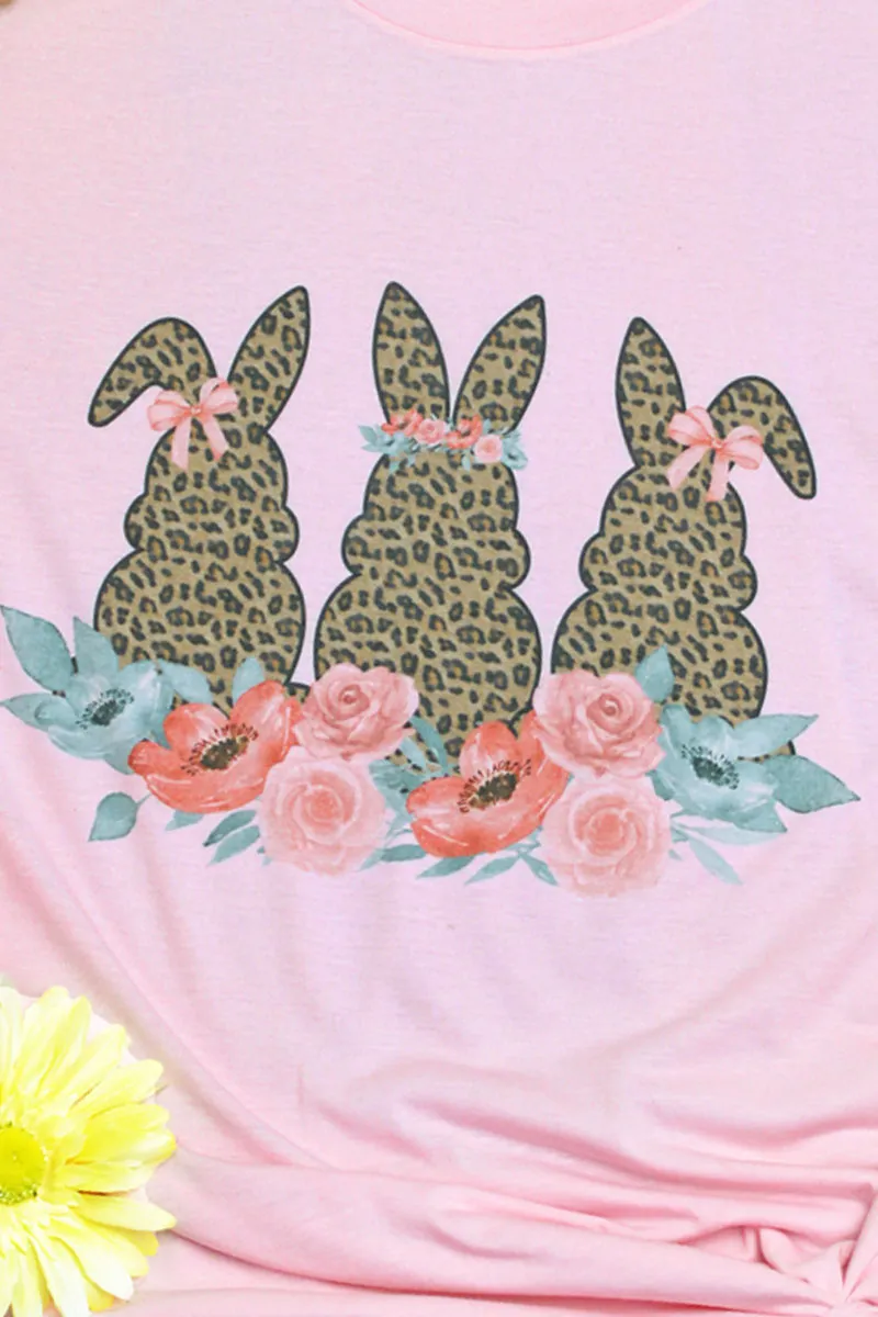 Bunny Trio Leopard Tri-Blend Short Sleeve Tee