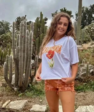California Poppy White T-Shirt