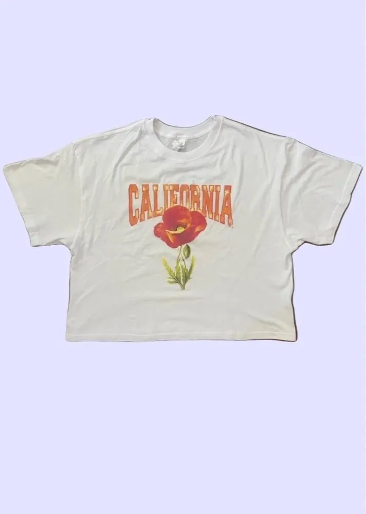 California Poppy White T-Shirt