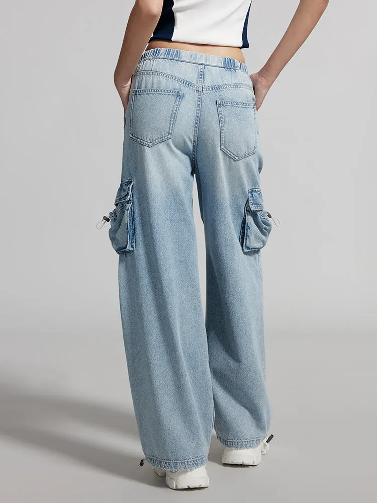 Cargo Style Jeans With Acetate