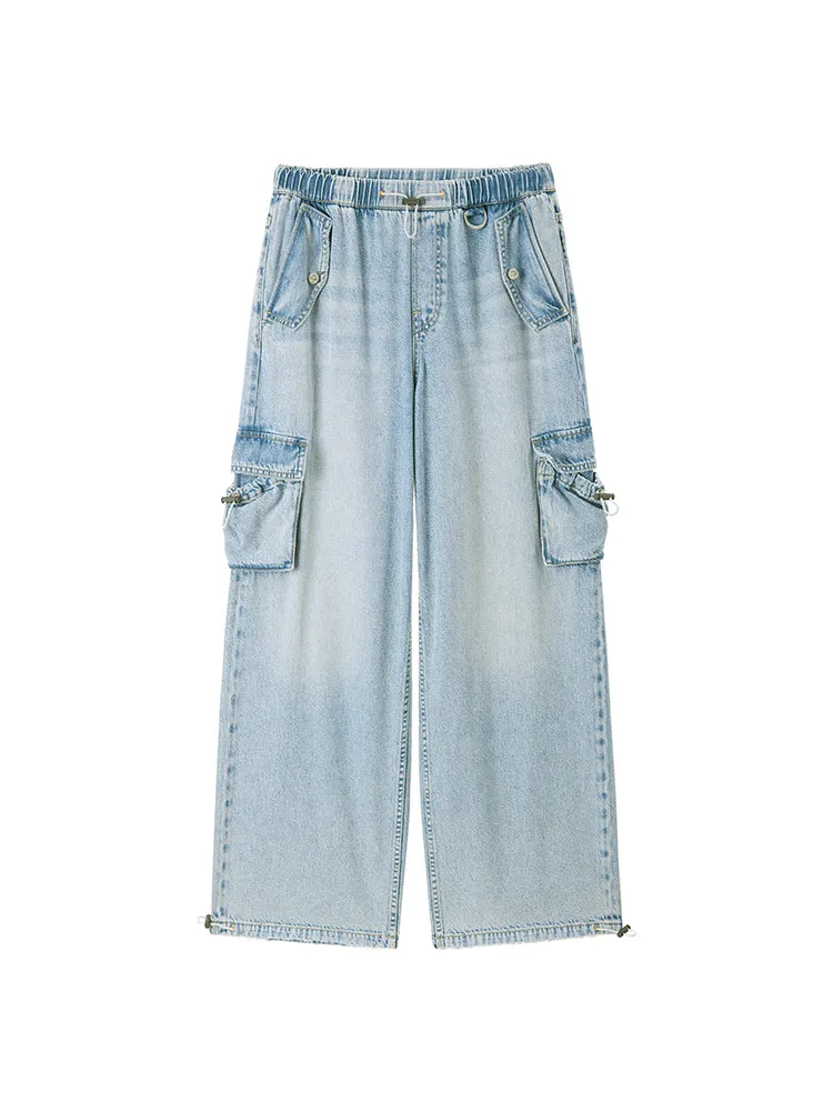 Cargo Style Jeans With Acetate