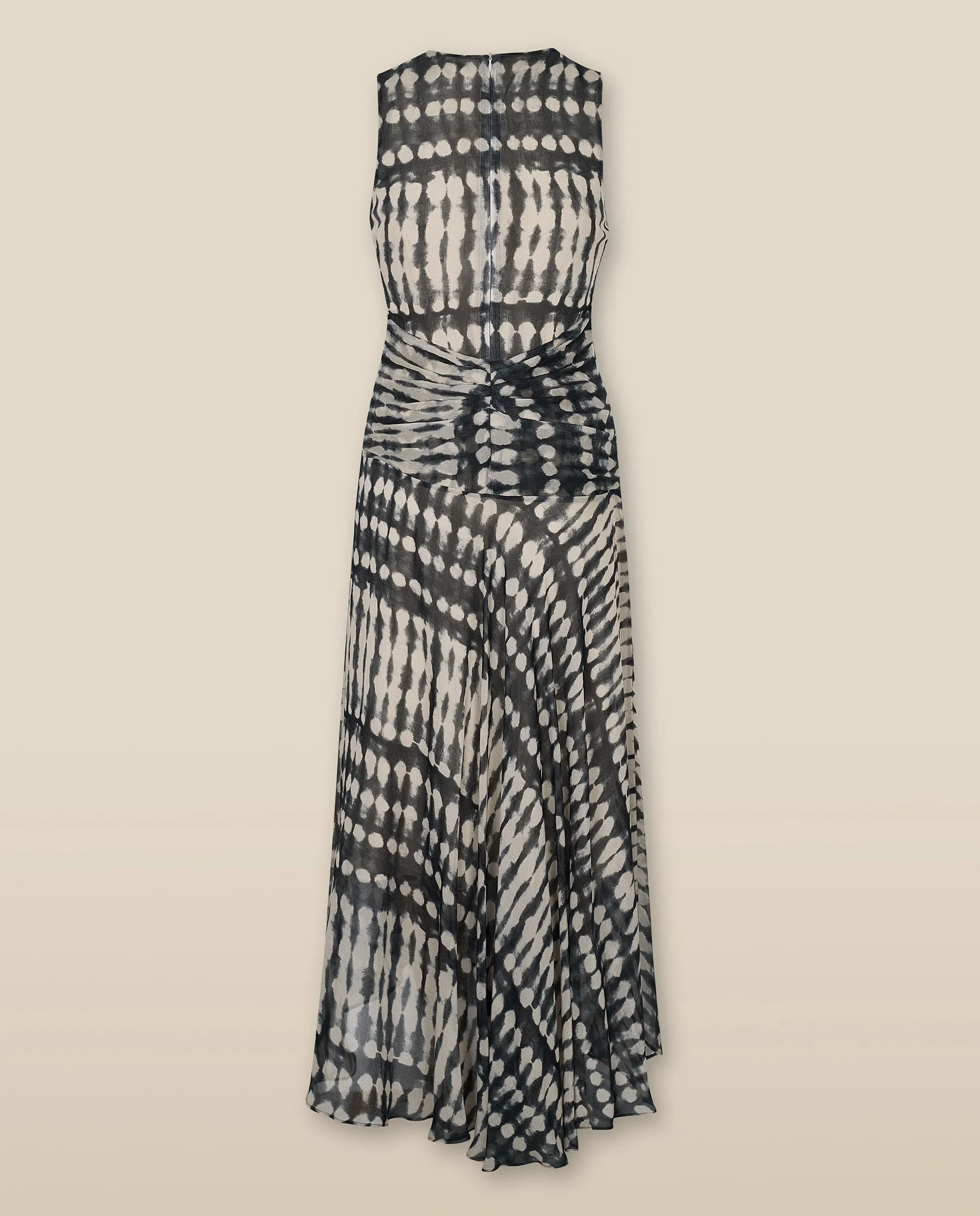 CAROLINA | Black & Ecru Print Midi Wrap Dress