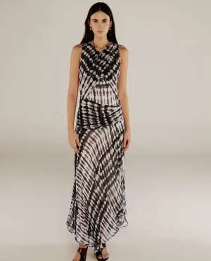 CAROLINA | Black & Ecru Print Midi Wrap Dress
