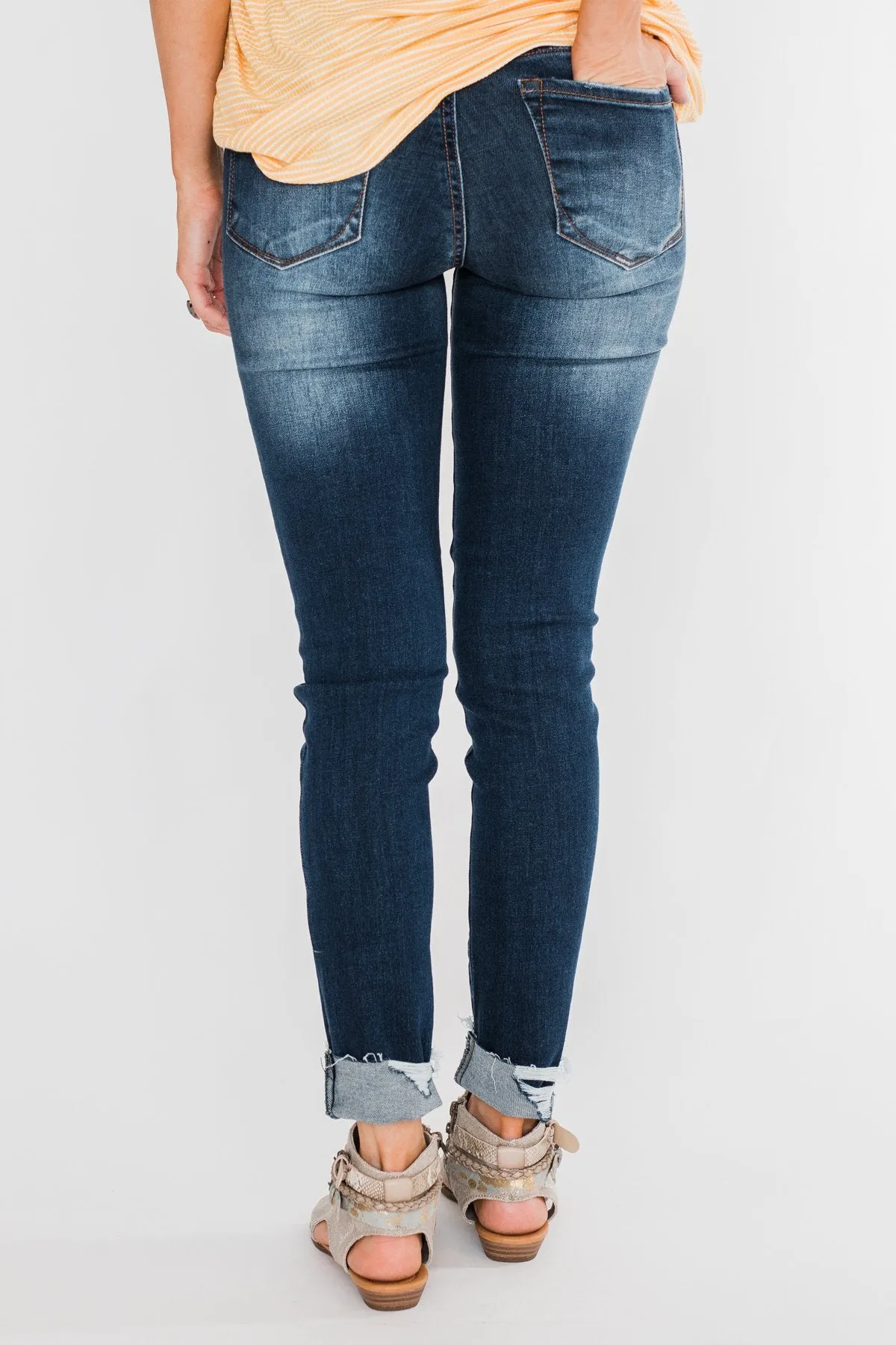 C'est Toi Distressed Button Fly Skinnies- Emily Wash