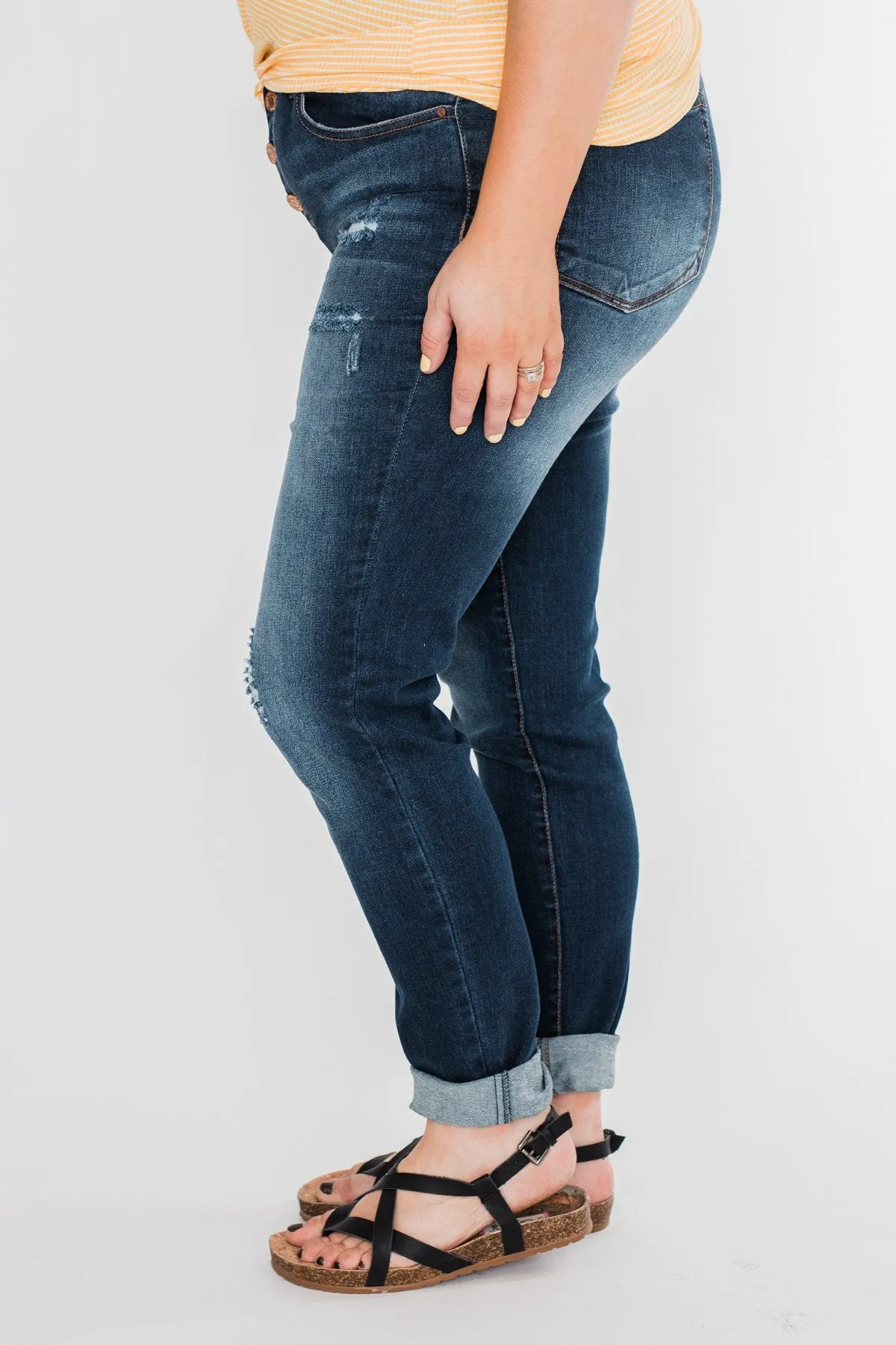 C'est Toi Distressed Button Fly Skinnies- Emily Wash