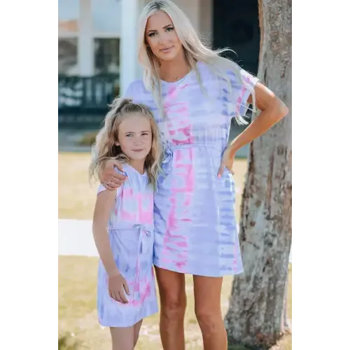 Chic Women Tie-Dye Belted T-Shirt Dress for Effortless Style