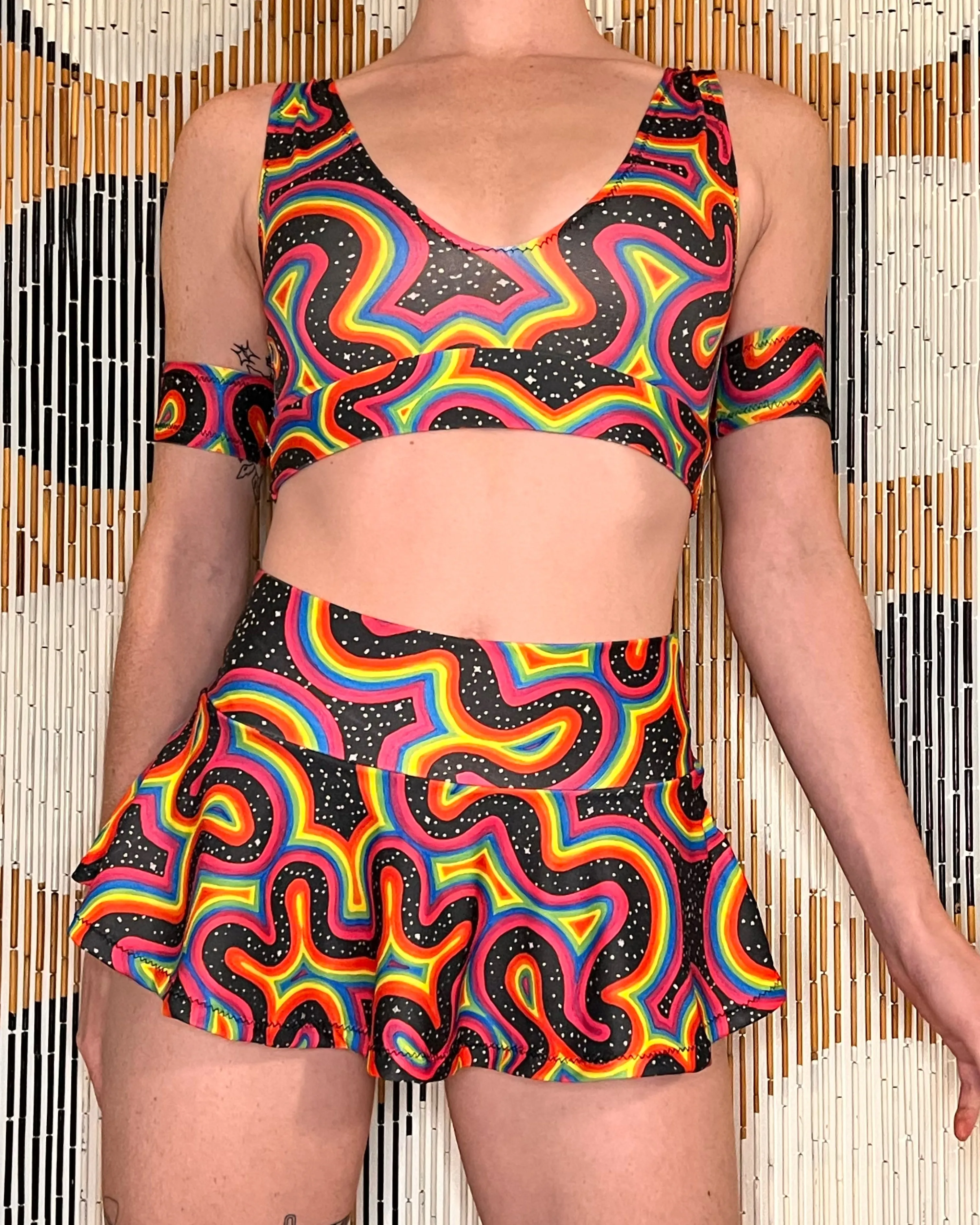Choose A Design: Reversible Sports Bra/Mini Skirt/Thong Outfit [5 Piece Set] (Custom Handmade Order)