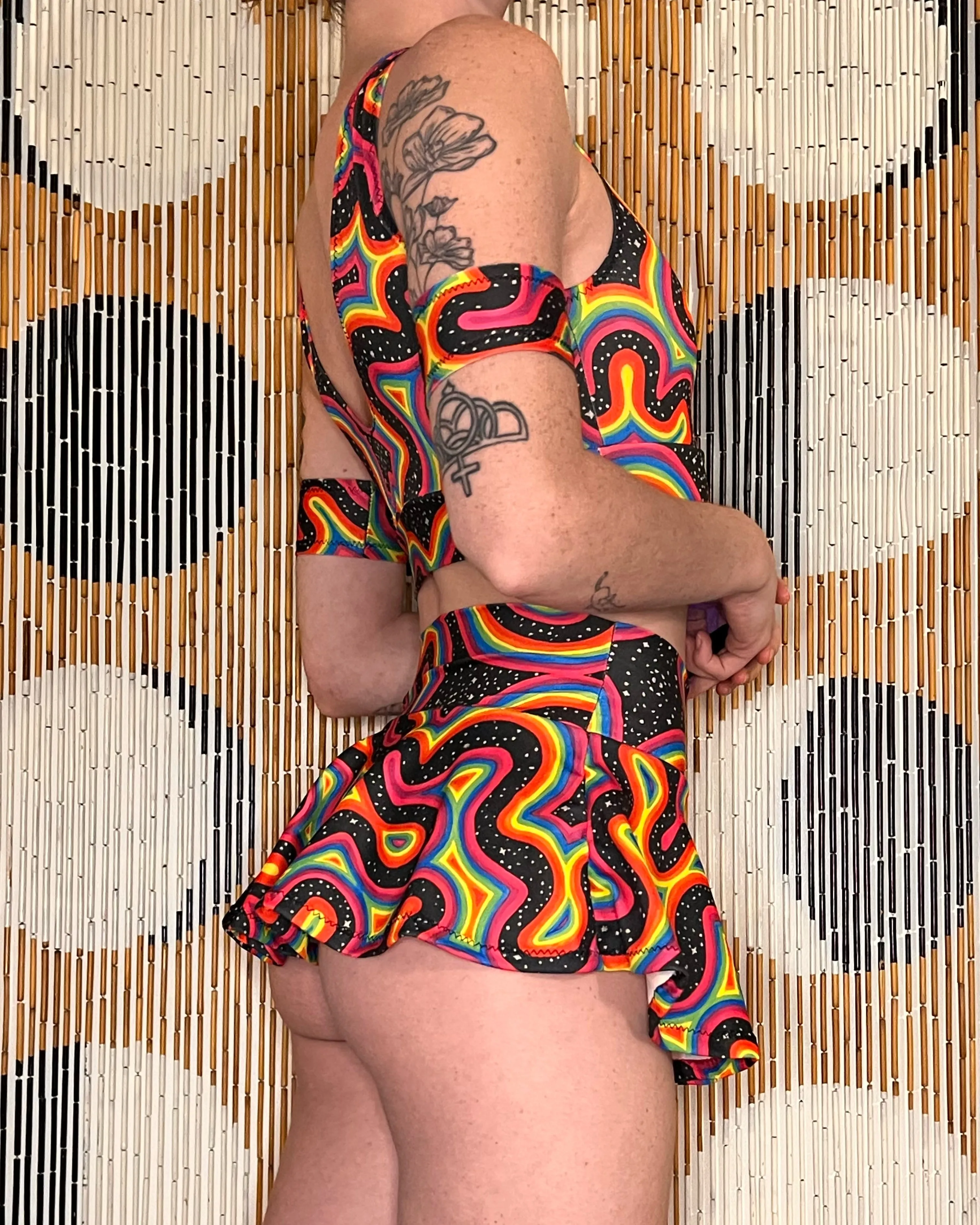 Choose A Design: Reversible Sports Bra/Mini Skirt/Thong Outfit [5 Piece Set] (Custom Handmade Order)