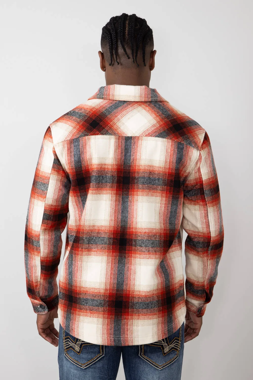 Civil Society Micah Ombre Plaid Shirt Jacket for Men in Red | MCAH-3032 RED