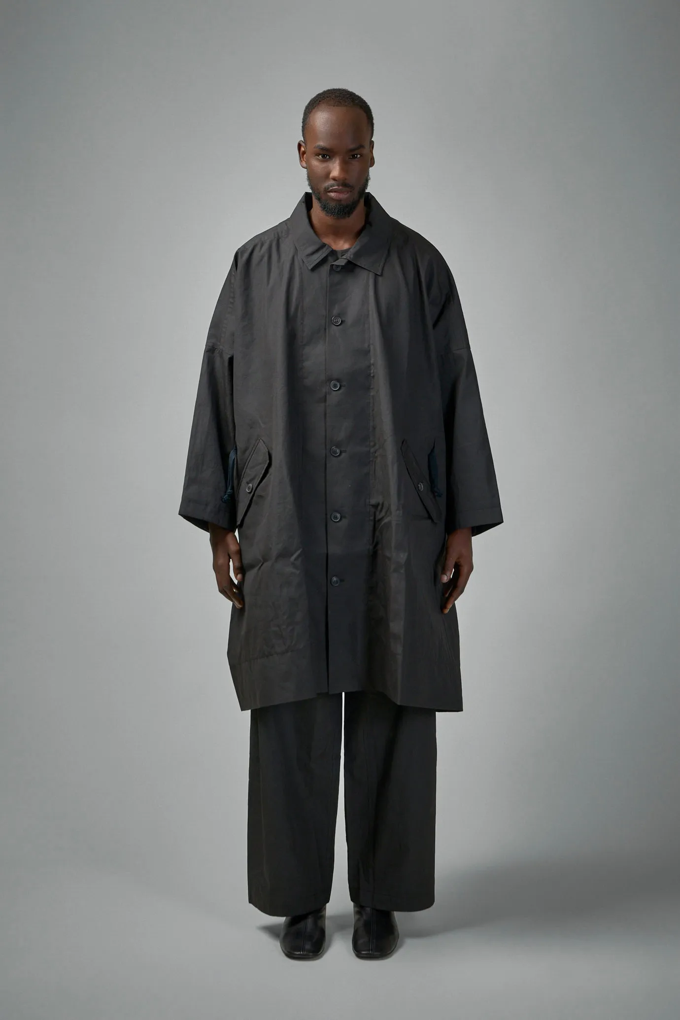 COAT#32 Long Loose Unlined Fit Coat With Detachable Collar