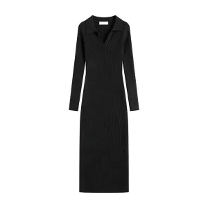 Collared Knit Midi Dress