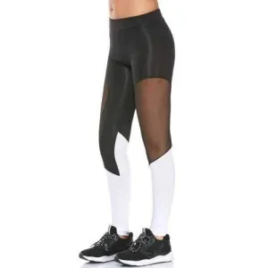Colorblock Semi Sheer Mesh Workout Leggings - Black M