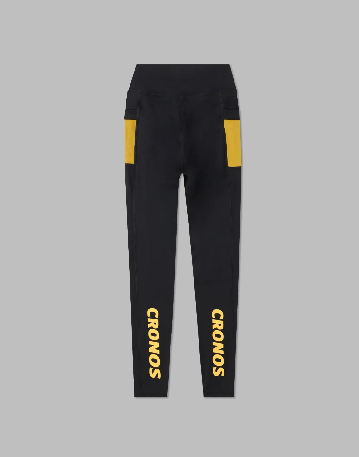 CRONOS WOMEN SPORTS MESH LEGGINGS【BLACK×YELLOW】