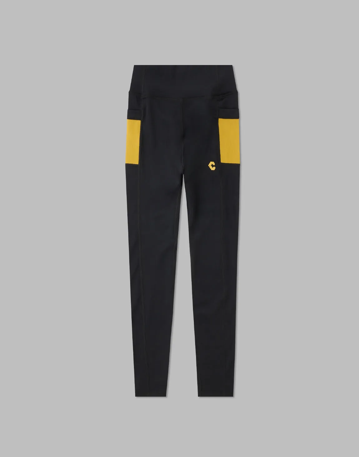 CRONOS WOMEN SPORTS MESH LEGGINGS【BLACK×YELLOW】