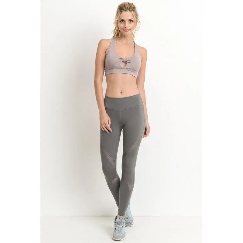 CROSS MESH PANEL FULL-LENGTH LEGGINGS
